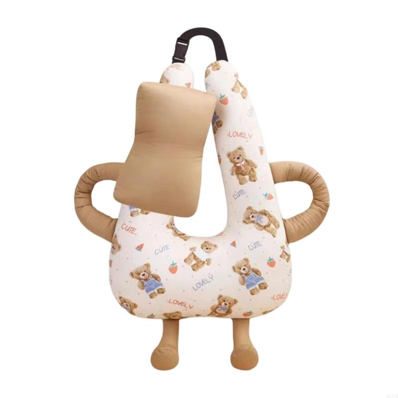 Baby-Autositzkissen mit Nackenstütze, maschinenwaschbar, Polyesterfaser-Kopfstütze für Kinderwagen, Reisekomfort, A2UB: Braun