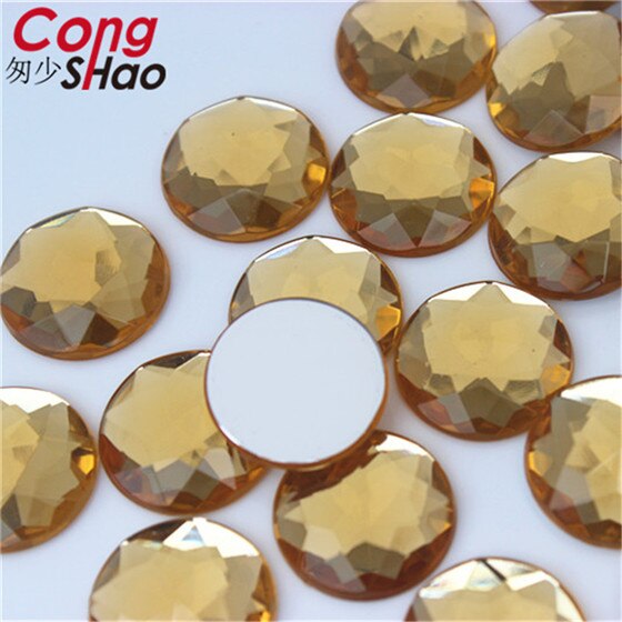Cong Shao 20PCS 20mm Colorful Acrylic Rhinestone Round Flat Back Beads Crystal Stones DIY Costume Jewelry Crafts Scrapbook ZZ751: Light coffee