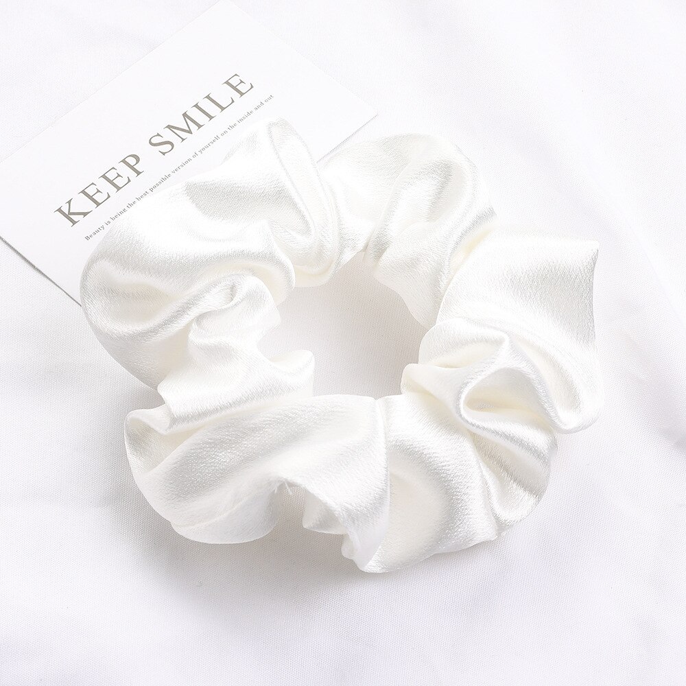Chouchous en Satin de soie pour femmes et filles, élastique, en caoutchouc, solide, porte-queue de cheval, accessoires de cheveux, à la: Abricot