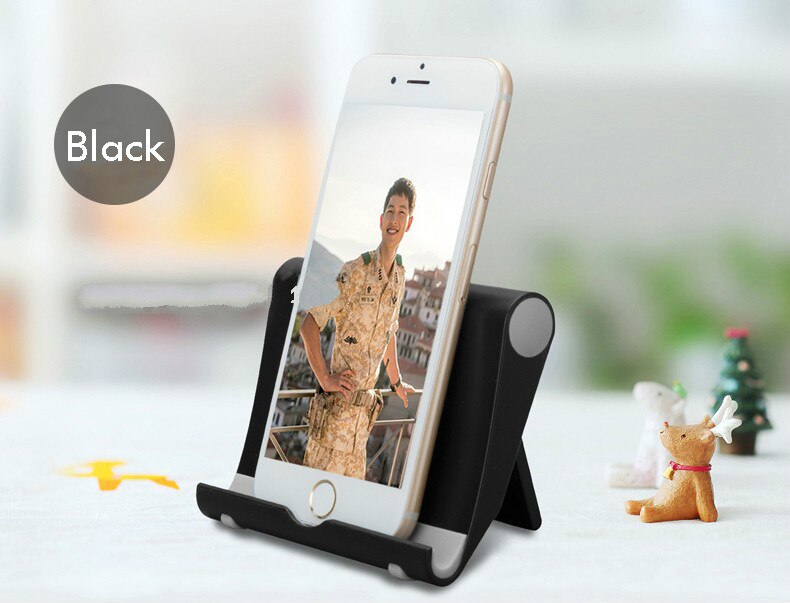 Foldbar universal tablet pc holder mobiltelefon stander bærbar justerbar smartphone ipad support stand: Sort