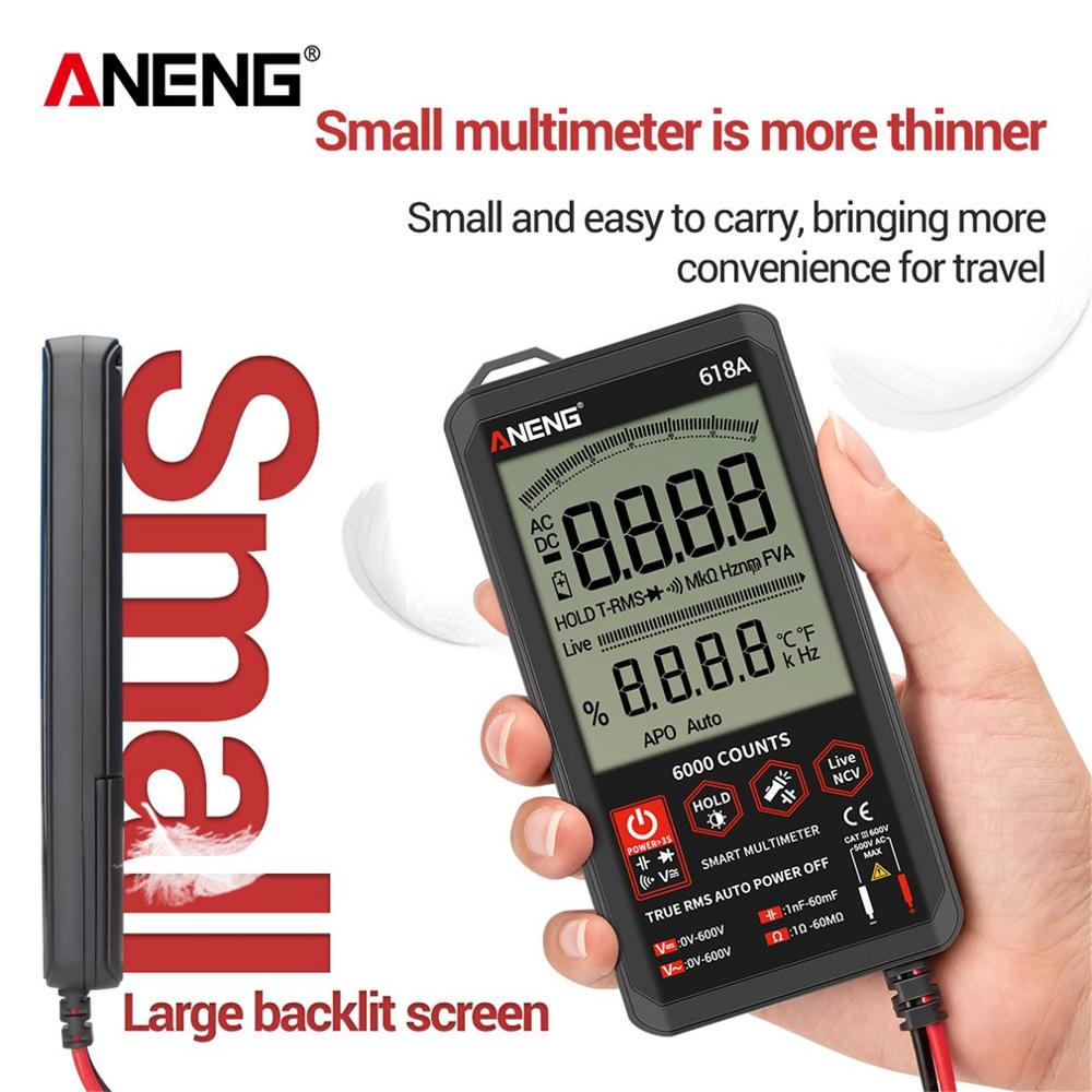 618C Digital Multimeter Smart Touch Screen DC Analog Bar True RMS Tester 6000counts Transistor Capacitor NCV Testers Meter