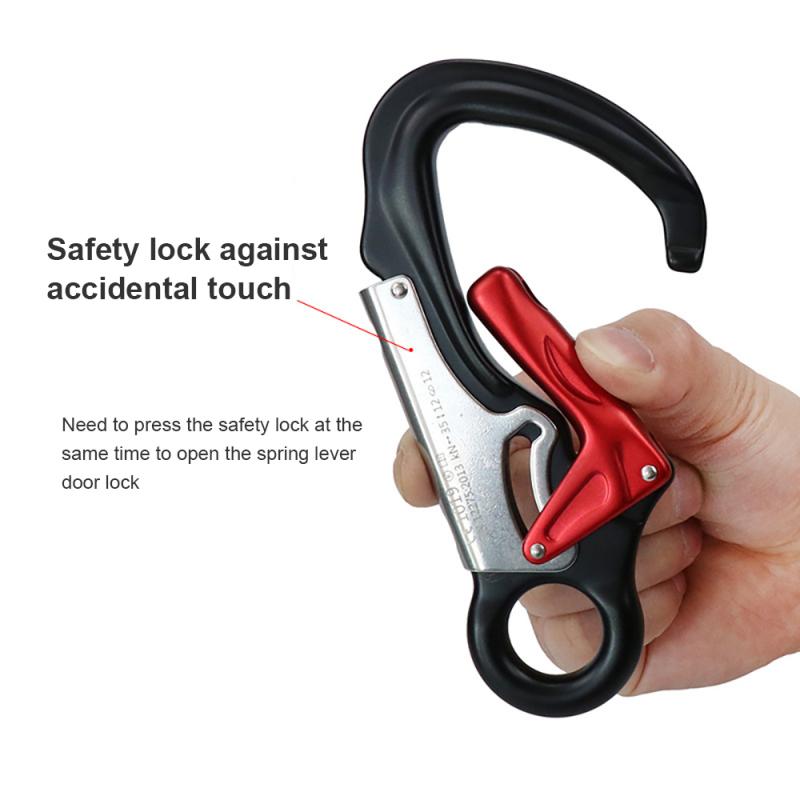 35KN Aviation Aluminum Alloy Mountaineering Buckle Main Lock, Outdoor Climbing Rescue Rope Safety Buckle For Aerial Work