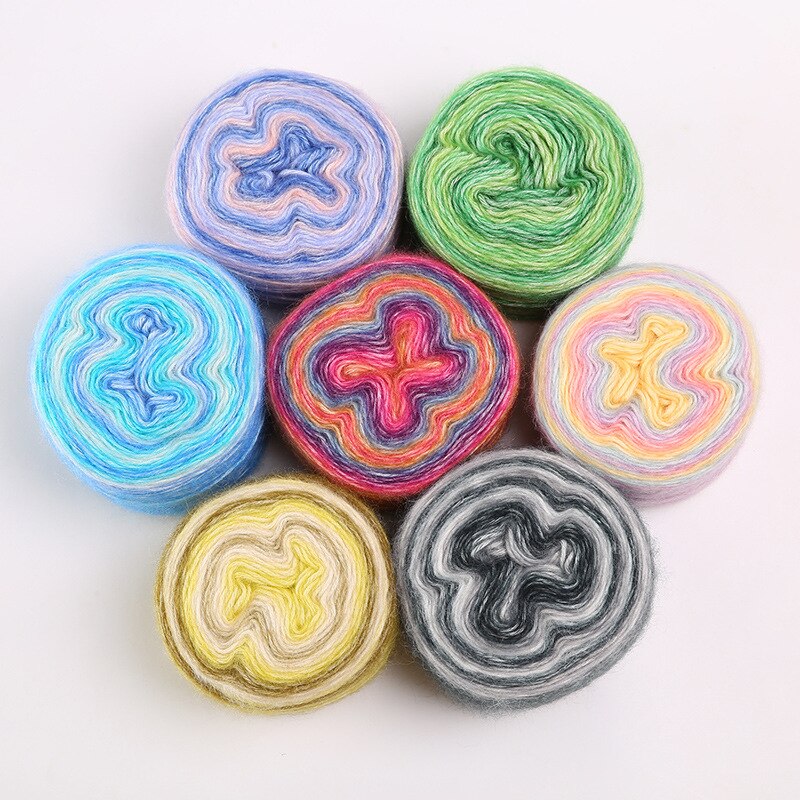 Wool Mohair Yarn Crochet Hand Knitting Soft Segment Dyed Plush Fine Yarn Cotton Angola Amorous Colourful Thread