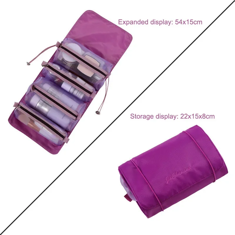 Bolsa de cosméticos de viaje grande para mujer, organizador de maquillaje de cuero, neceser femenino, estuche de maquillaje, bolsa de almacenamiento, caja de lujo para mujer: Rosa