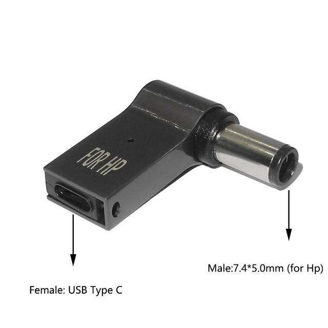 PD 100W Laptop Power Charger Supply Adapter Connector USB Type-C Female to DC Male Jack Plug Converter for Lenovo HP DELL Asus: Dark Grey