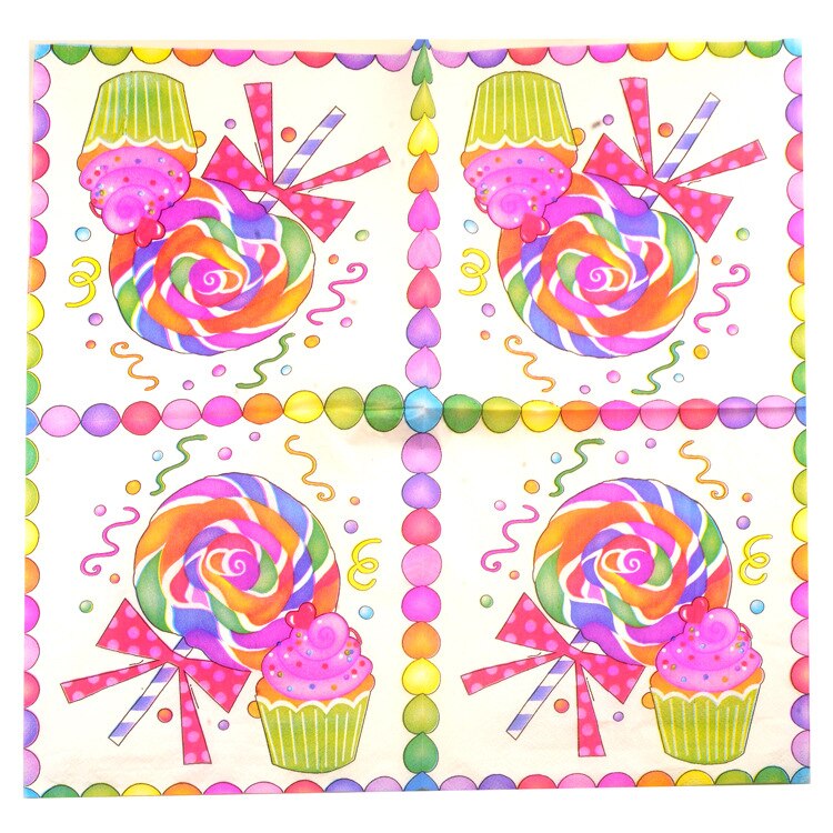 Decoupage Tafel Papier Lollipop Gedrukt Servet Handdoeken Verjaardagsfeestje 3 Tas * 20 Vel = 60 Vel