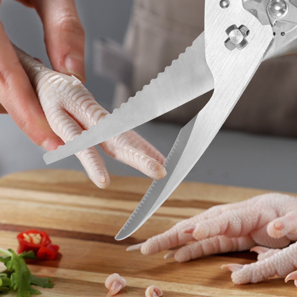 Tijeras de cocina extraíbles de acero inoxidable, para aves de corral, para cortar pollo, aves de corral, juego de hueso, carne y pescado
