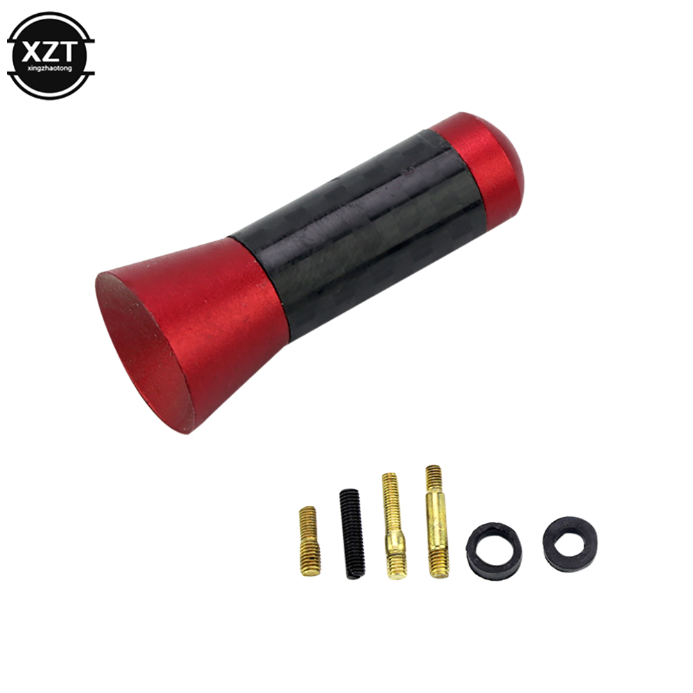 Antenne de toit de voiture 3.5cm, Signal amélioré FM/AM, vis en Fiber de carbone, mât court et trapu en métal, accessoires aériens d'autoradio: Rouge