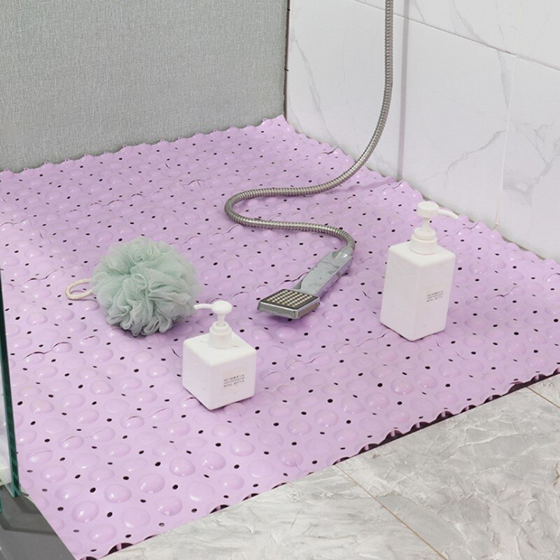 Tapete antiderrapante do banheiro banheiro chuveiro de emenda pvc tapete de assoalho do banheiro anti-queda: violet