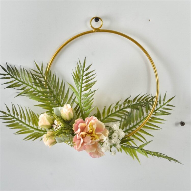 Guld jern metal ring krans krans blomsterkrans bryllup dekoration brud blomster bøjle indretning bondehus dør vægdekoration: B16