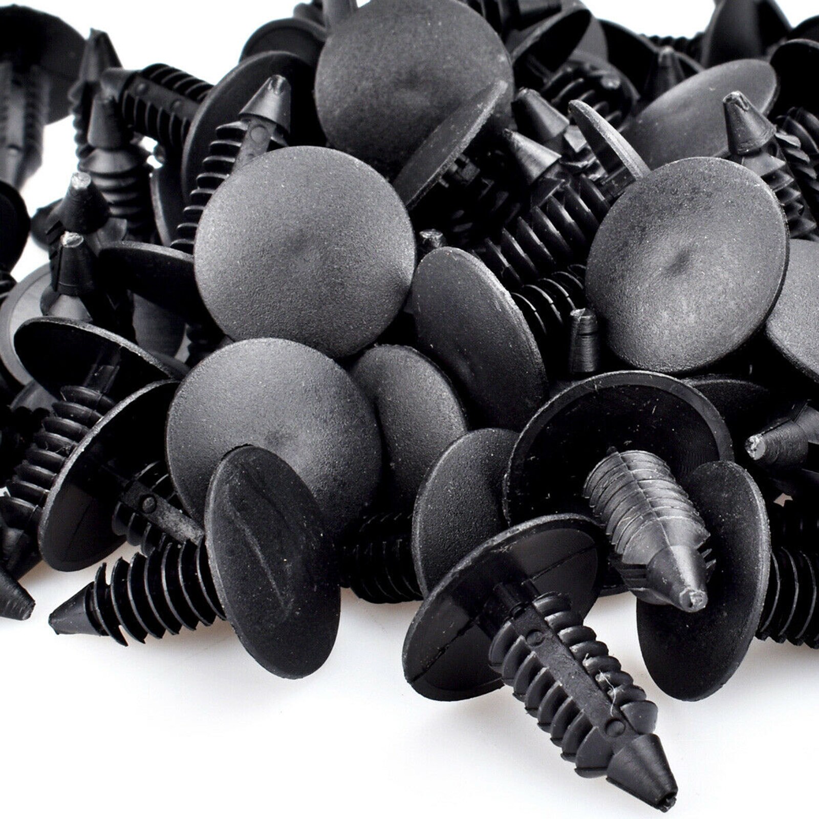 Clips de carenado con remaches de plástico para coche, accesorio Universal para Honda, Yamaha, Suzuki, Kawasaki, disponible en 2 tamaños, 6mm y 8mm, color negro, 50/100 Uds.