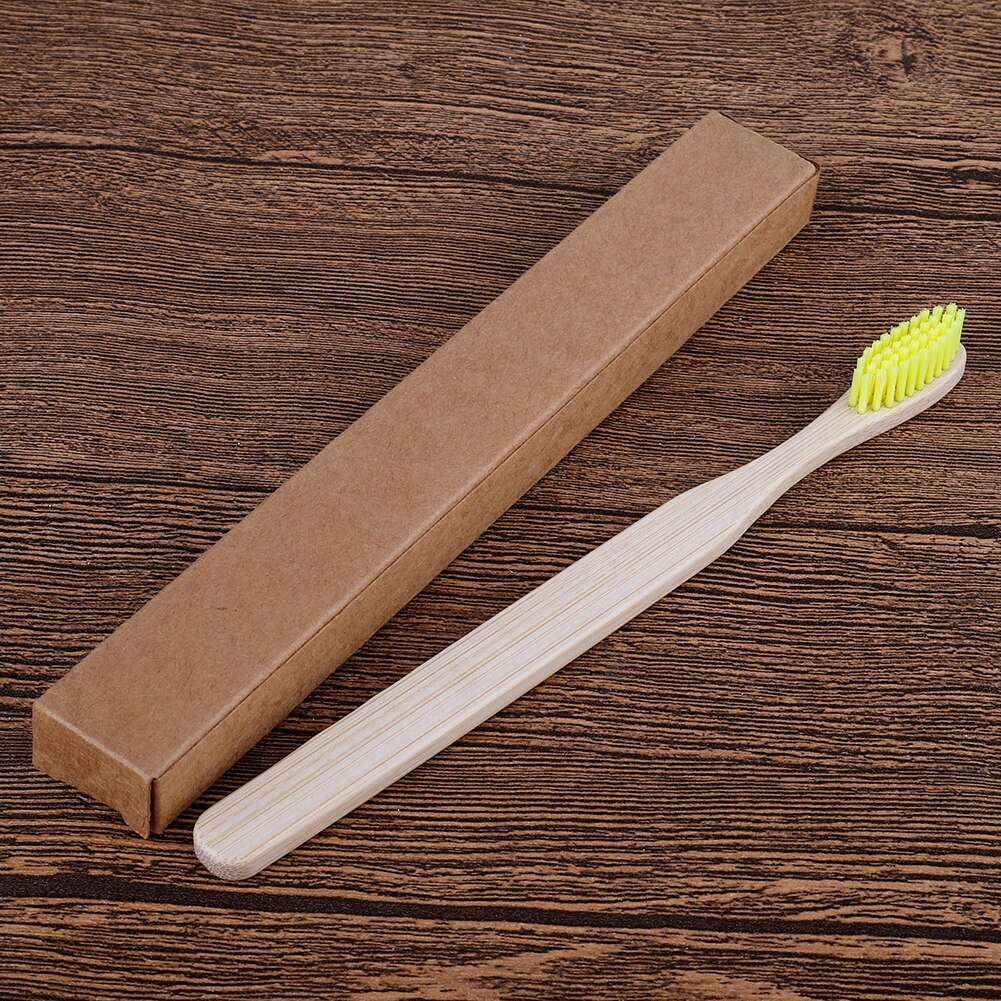 10pcs/set Eco Friendly Bamboo Toothbrush Medium Bristles Biodegradable Oral Care Adults Teeth Cleaning travel Toothbrushes: Goud