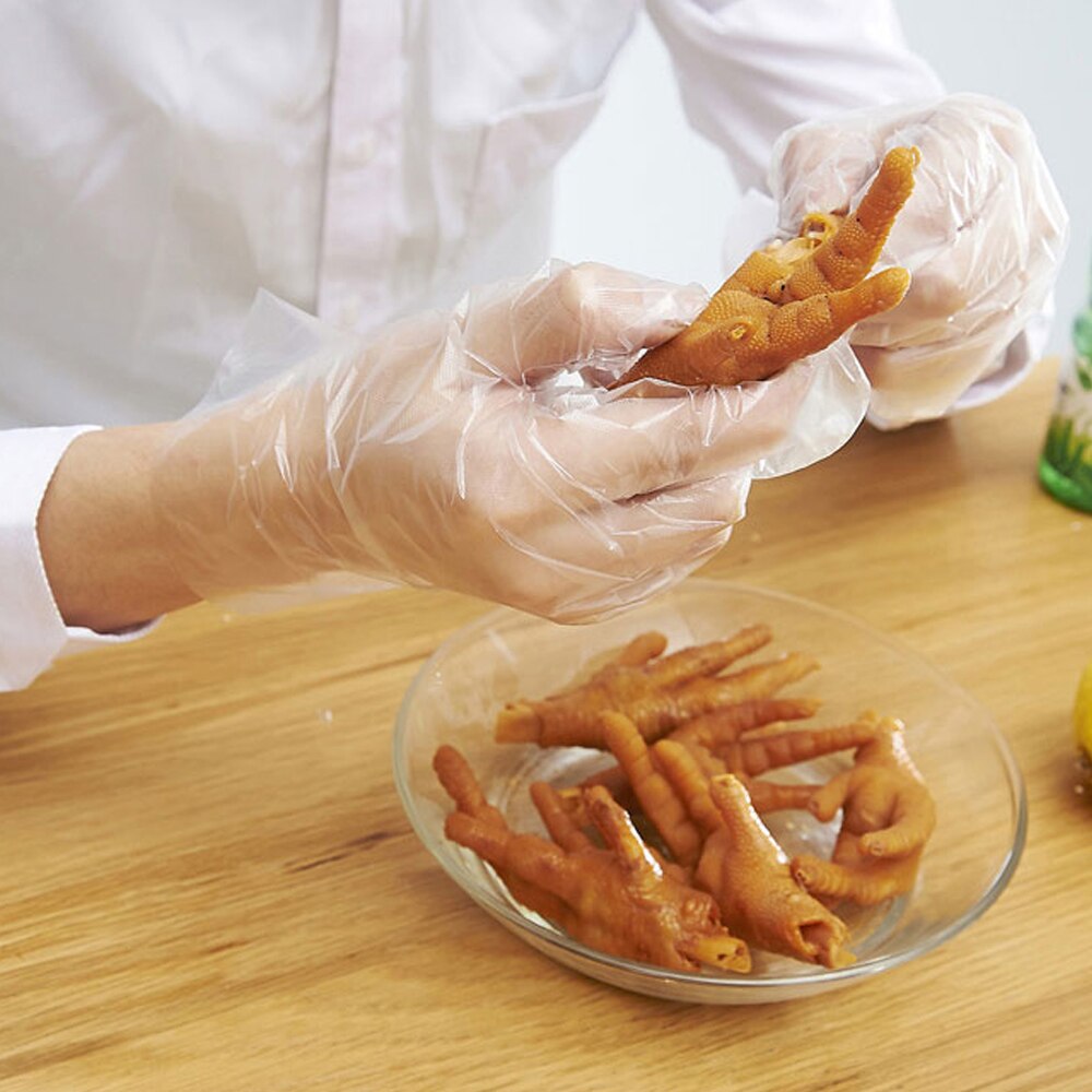 500pcs Plastic Clear Disposable Gloves Food Cleaning Hygienic Safety Gloves Disposable Plastic Gloves