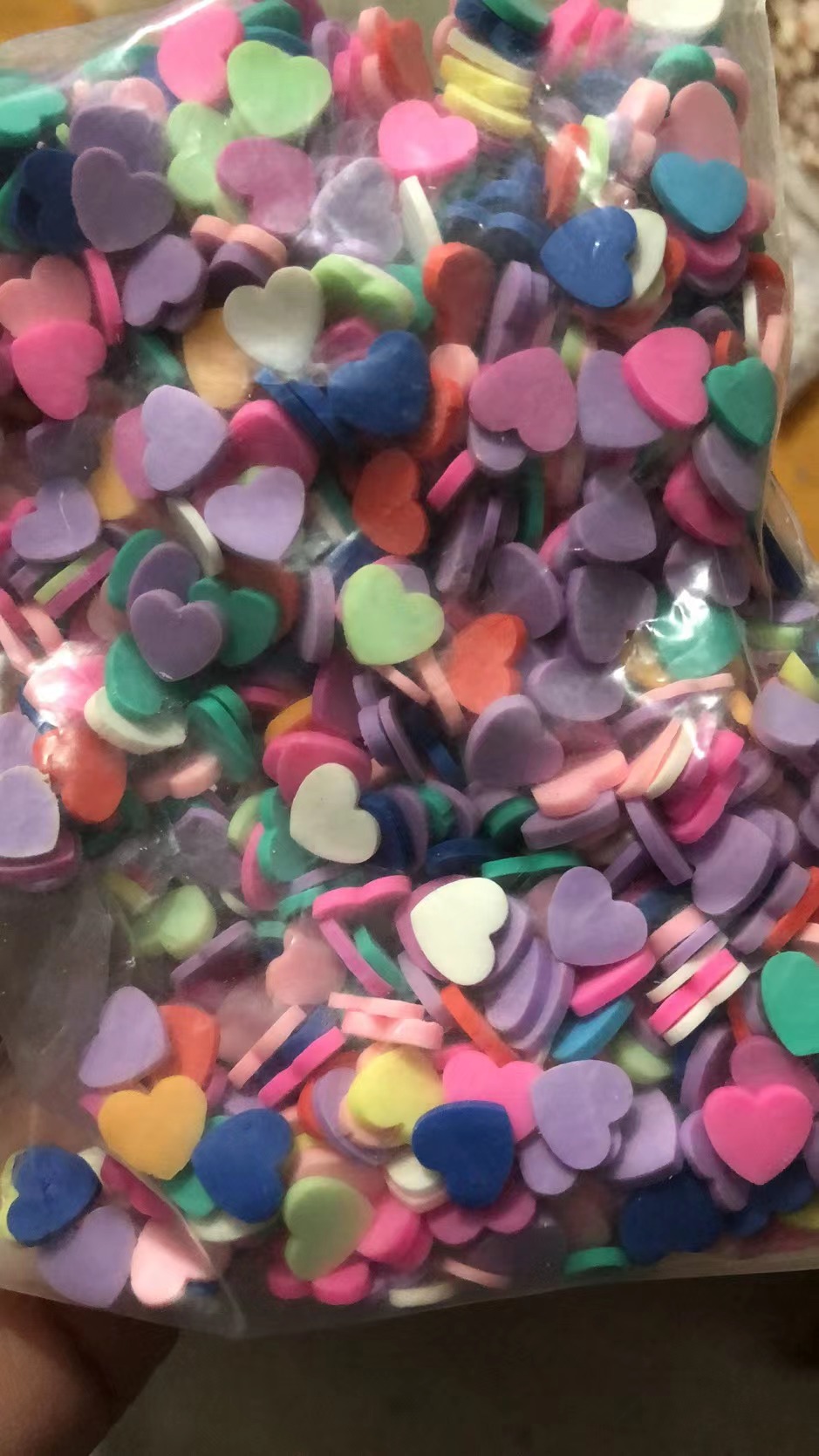 100g/Lot 8mm Heart-Shaped Polymer Clay Sharp-bottomed Heart Slices Sprinkles for Arts Decoration Diy Crafts Filler Accessories