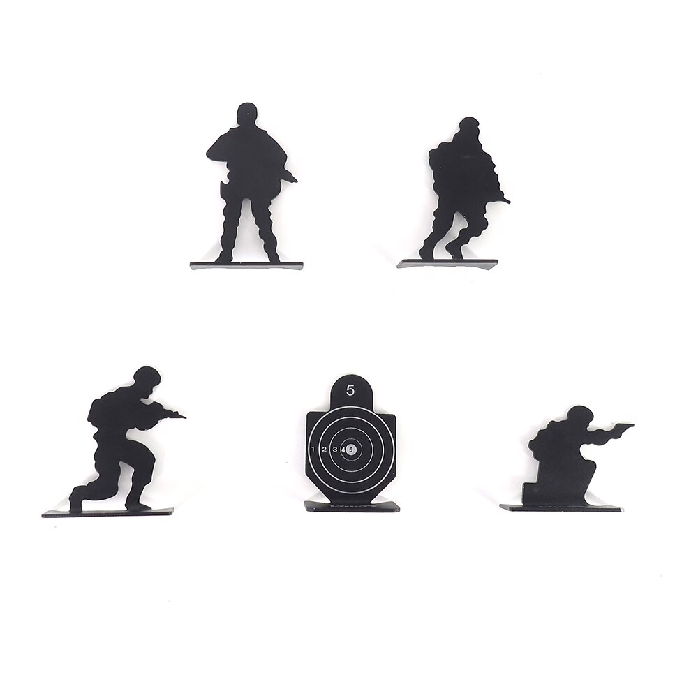 5pcs Frosted Matte Metal Aluminum Shooting Targets Set Soldier Shape Shooting Practice Target Aiming Target Shooting Accessories