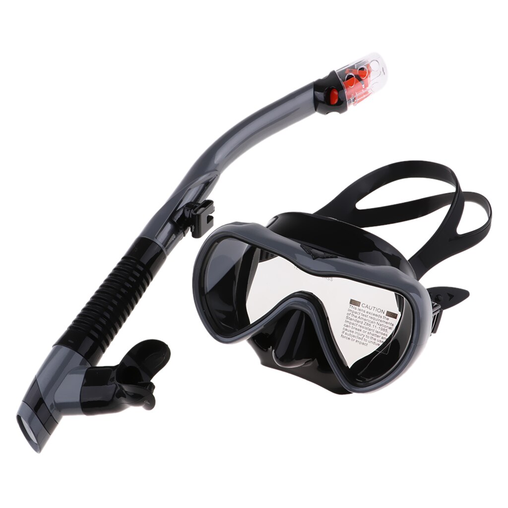 Volwassenen Duikbril Scuba Snorkel Set Droge Zwemmen Versnellingen Siliconen & Gehard Glas Duikbril: Gray
