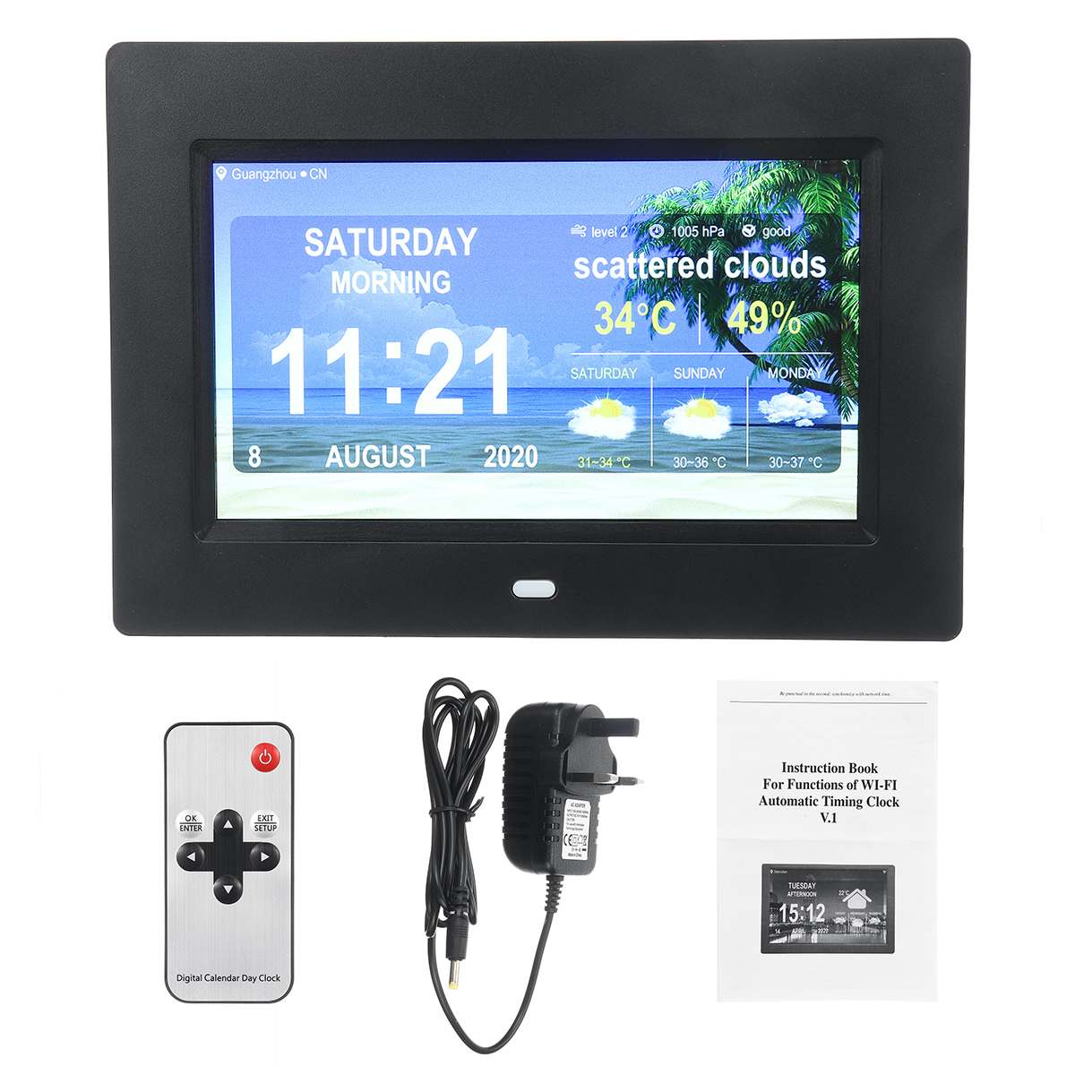 1024 * 600 WiFi 7Inch Digital Picture Frame 1024X600 Medication Reminder infrared Control Smart Photo Frame EU US Plug