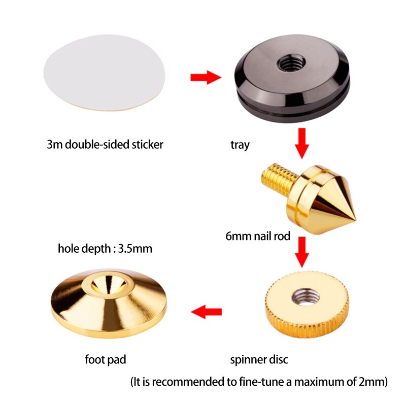 1 Set Speaker Spike Pad Golden Speaker Spike Isolation Stand Base Pad Feet Mat for Speaker Player Turntable Recorder