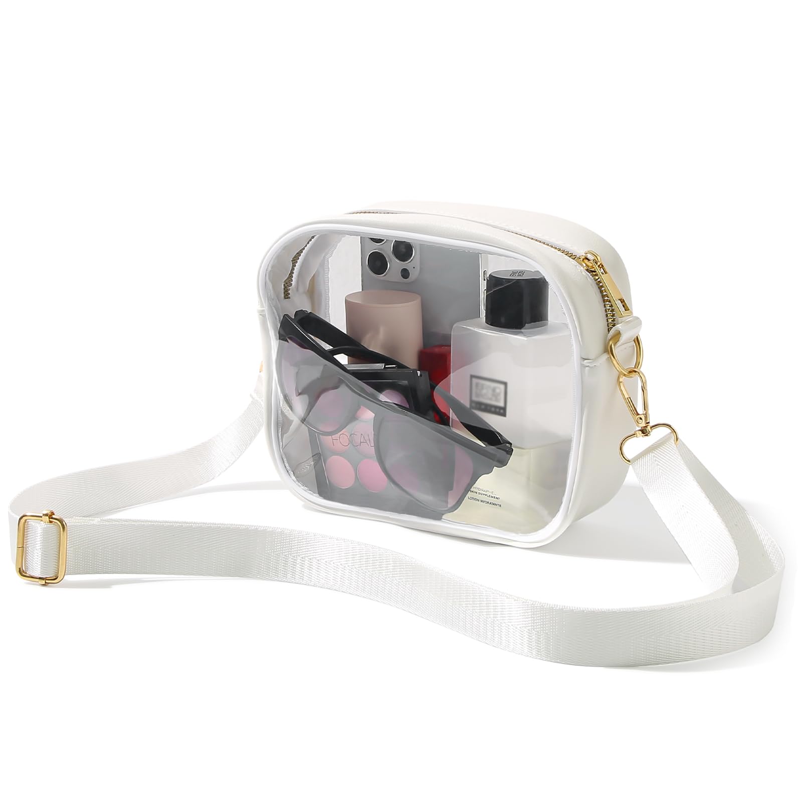 Doorzichtige Tas Stadion Goedgekeurd, Crossbody Transparante Tas Voor Concerten Sportevenementen, Portemonnees Voor Mannen En Vrouwen: WHITE