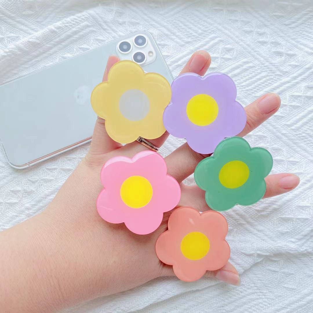 Schattige Bloem Opvouwbare Uitbreidbare Mobiele Telefoon Grip Houder Zaksteun Voor Ipones 15 Vinger Ring Griptok Uitbreidende Standaard