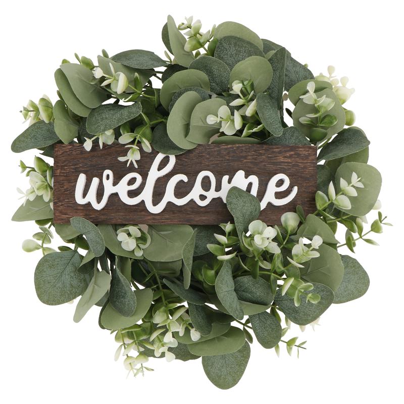 1Pc Welkom Krans Decor Deur Opknoping Garland Ornament Simulatie Leaf Krans Kunstmatige Plant Decor Voor Home Party: type 2