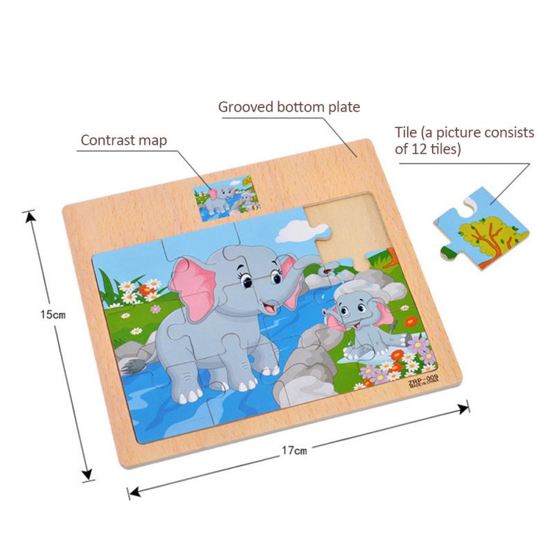 Baby Toys 17*15CM Kids Toy Wood Puzzle Wooden 3D Puzzle Jigsaw For Children Baby Cartoon Animal/Traffic Puzzles Educational Toys