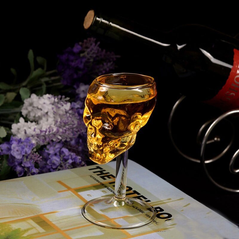 Bones Armor Warrior Skull High Wine Glass Goblet Cup Drinkware