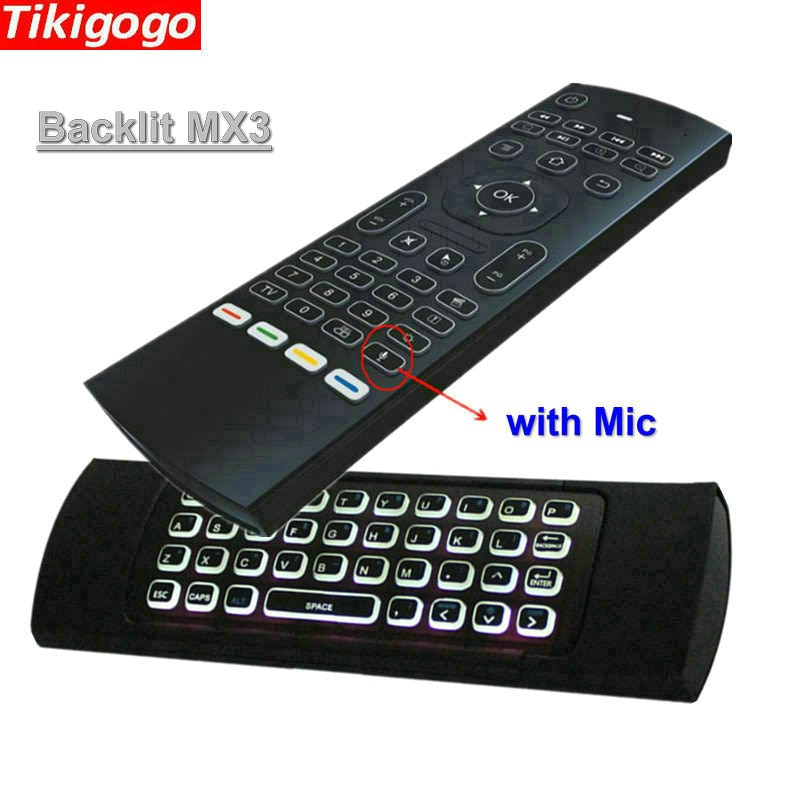 MX3 Backlight Voice air mouse mini toetsenbord 5 IR leren voor Shield TV android smart tv box Raspberry pi 3 afstandsbediening