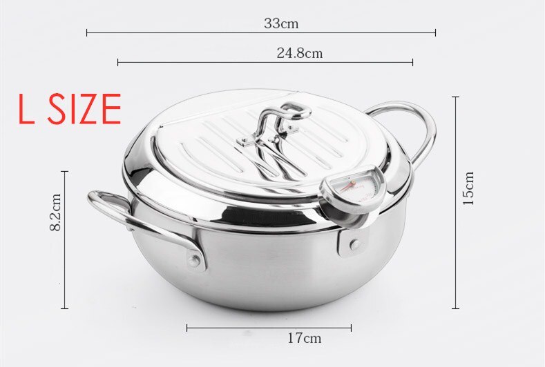 Mamma Hand Keuken Frituren Pot Thermometre Tempura Friteuse Pan Temperatuurregeling Gebakken Kip Pot Koken Gereedschap: 24CM