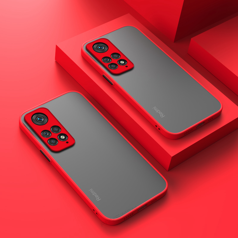 Case Voor Xiaomi Redmi Note 11 Pro 5G Cover Coque Funda Matte Doorschijnend Schokbestendig Hard PC Beschermende Telefoon bumper Mi Note 11S: Canvas / Rood
