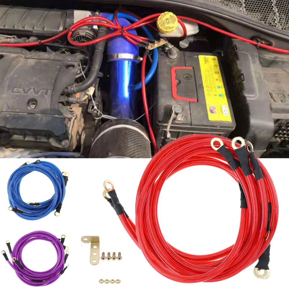 Universal Car Earth Ground Cables 5 Point Grounding Wire Kit High Performance Improve Power Auto Grounding Wire Cable Kit Parts