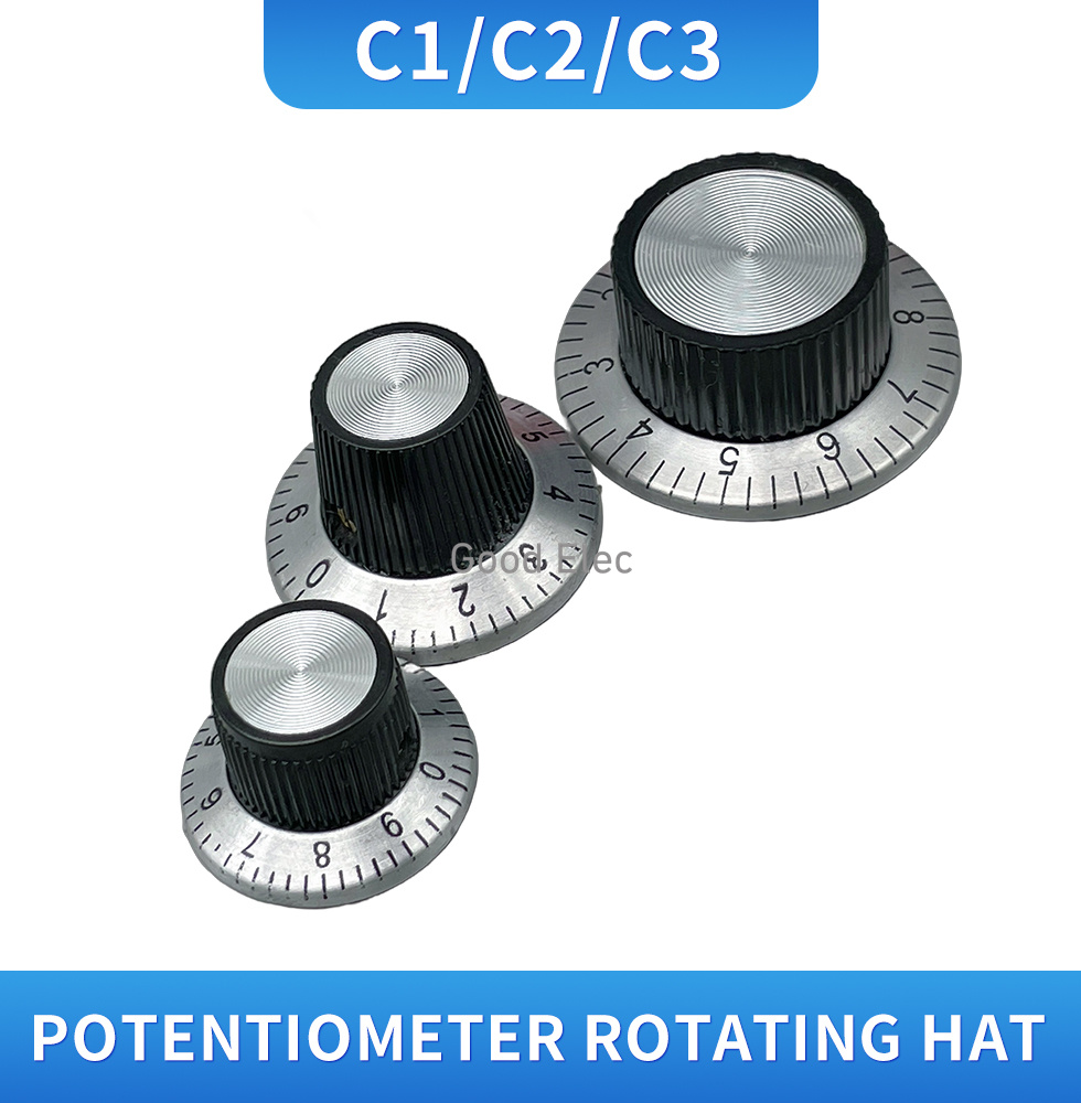 Potentiometer, vred, urtavla, aluminiumvred, digital vred ,37 mm x 15mm, hög 6.0mm innerdiameter