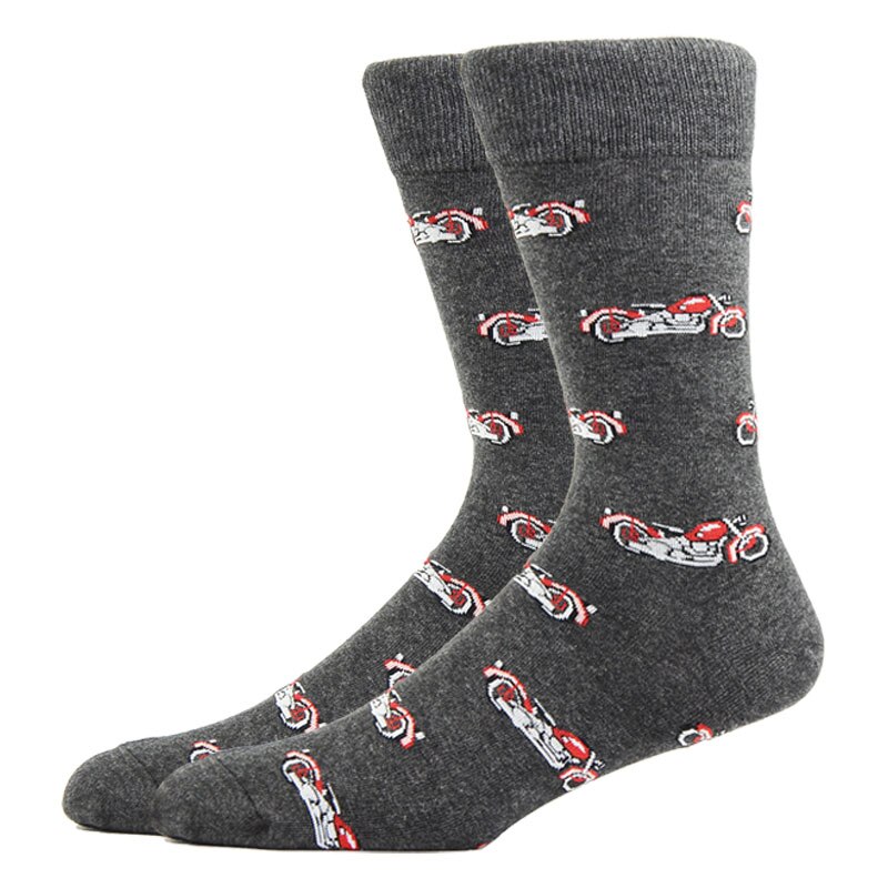 Chaussettes Harajuku pour hommes, motif de couleur artistique, hélicoptère, moto électrique, voiture en coton: CN11027-5