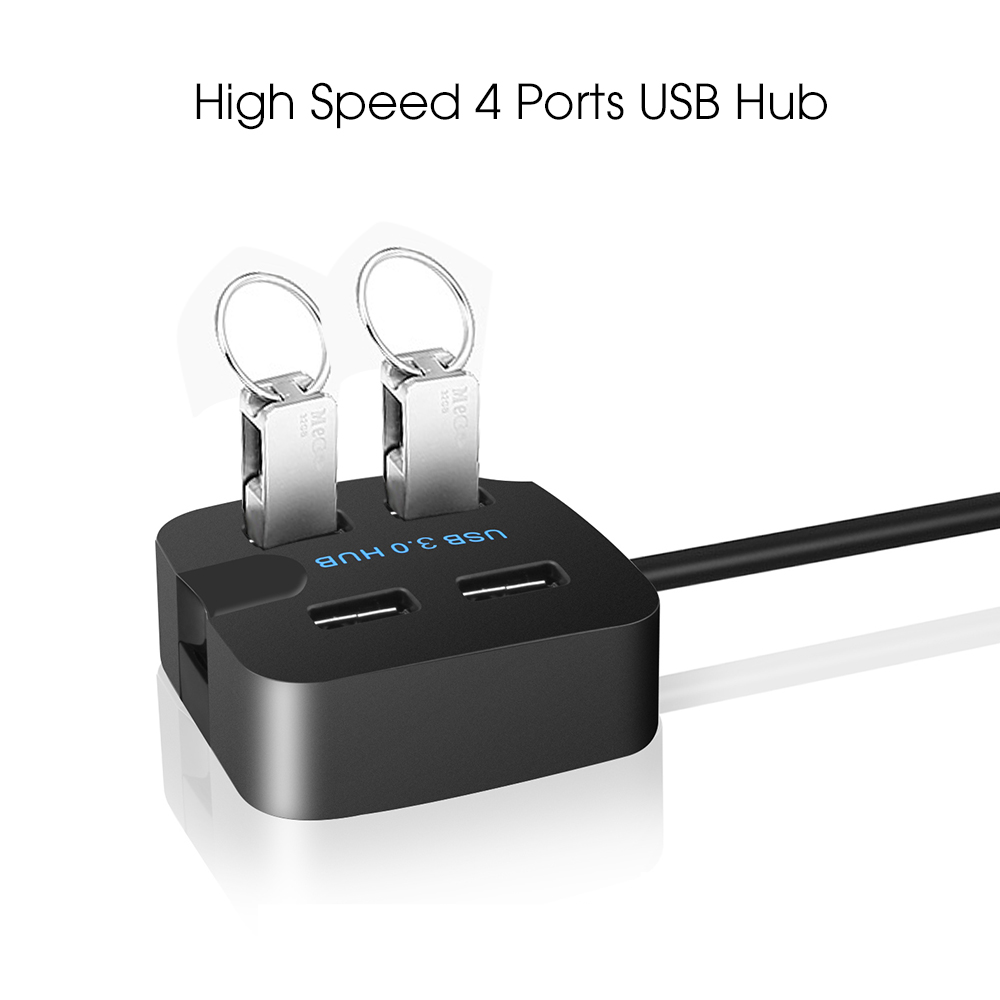 Kebidu Mini 4 Poorts USB 3.0 HUB Splitter High Speed USB 2.0 Hub voor Desktop Laptop met Standhouder voor Telefoon Tablet PC