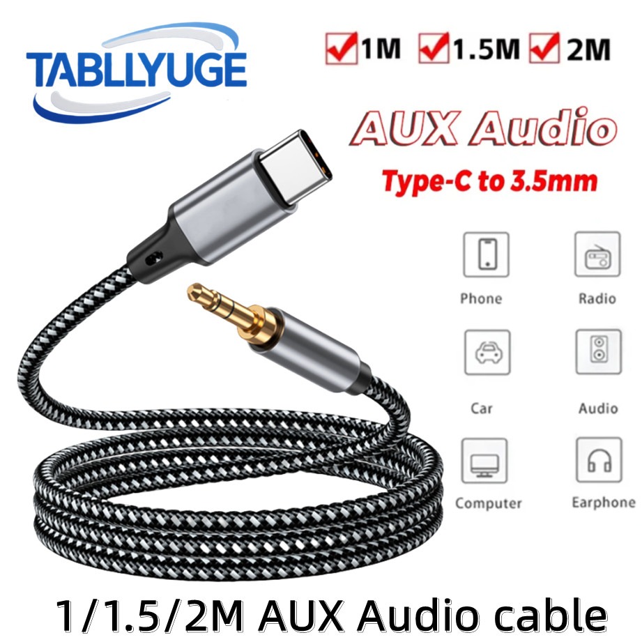 Kabel USB-C robić 3.5mm Jacek Aux TABLLYUGE, adapter audio USB-C, 1m/1.5m/2m robić słuchawek, telefonu, samochodu, złącze audio, kabel Aux