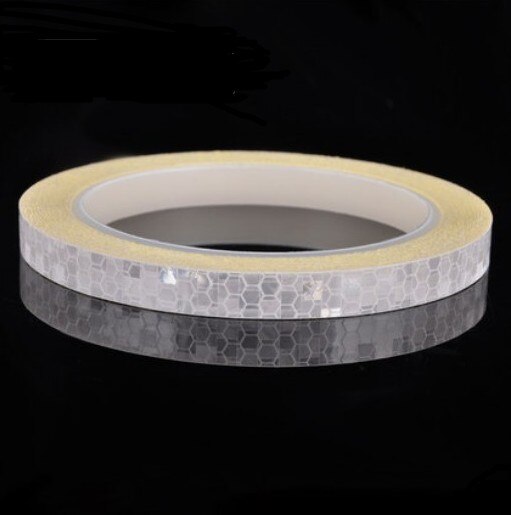 1cmx8m Bike Reflective Stickers Bicycle Adhesive Tape Roadway Safety Wheel Reflective Tape: White