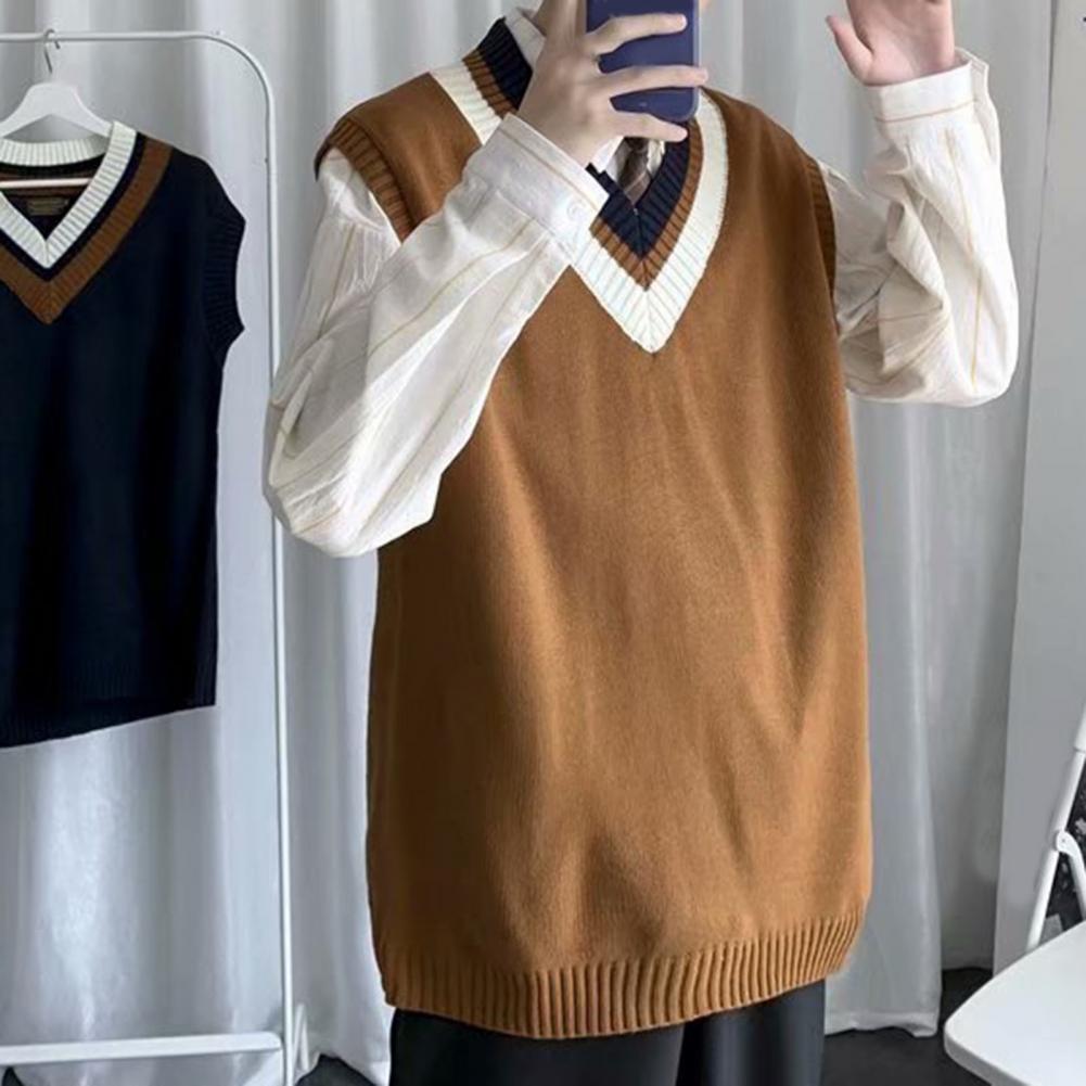 Chaleco de punto de estilo pijo, suéter de gran tamaño con cuello en V para la escuela, fabuloso, Primavera