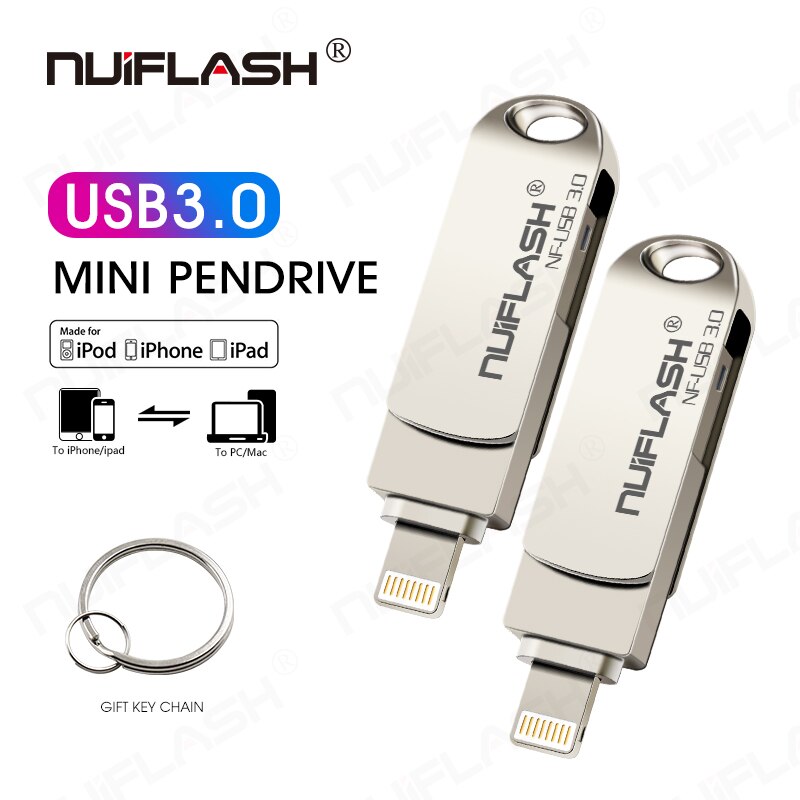 Unidad Flash USB 128 de gran capacidad para iPhone, memoria flash de 32GB, 64GB, 3,0 GB, disco U de