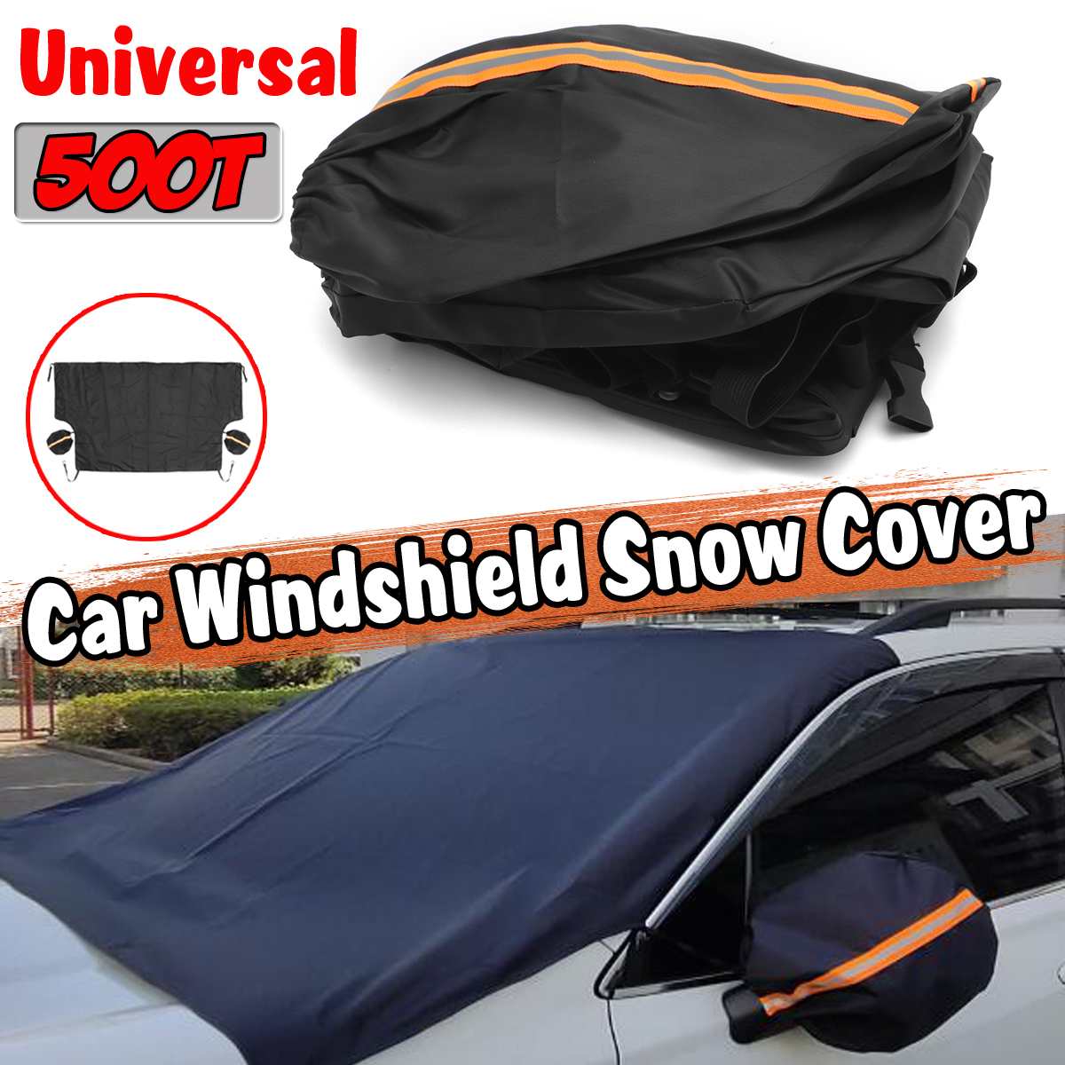 Car Windshield Cover 500T 190T Snow cover with Reflective Strip Frost Guard Window Windscreen Sun Shade cover Dust Protector