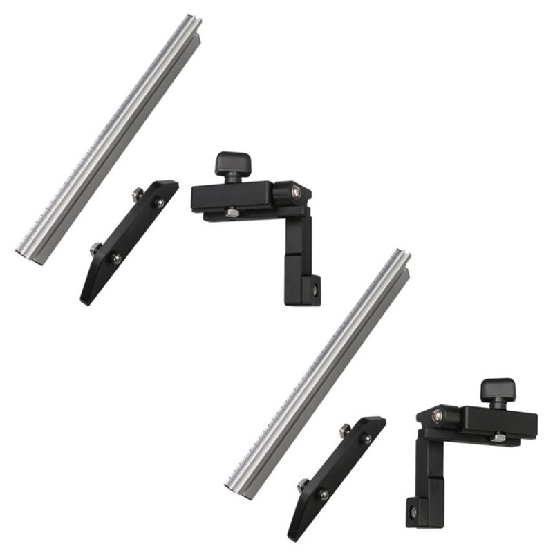 450mm Miter Gauge with Track Stop Table Saw Woodworking Tools DIY Push Handle Simple Style Backer Aluminum and Bakelite