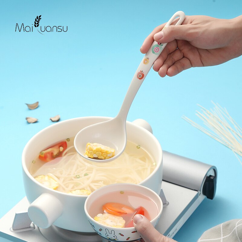 Maiyuansu Japanese Long Handle Soup Ladle Eco-Friendly Bamboo Dinner Soup Spoon For Restaurant Kitchen Accessories Soup Scoop