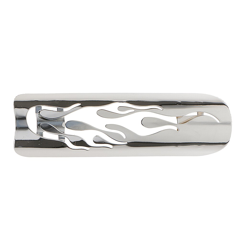 9'' Pierced Chrome Motorcycle Flame Exhaust Muffler Pipe Heat Shield Cover Heel Guard