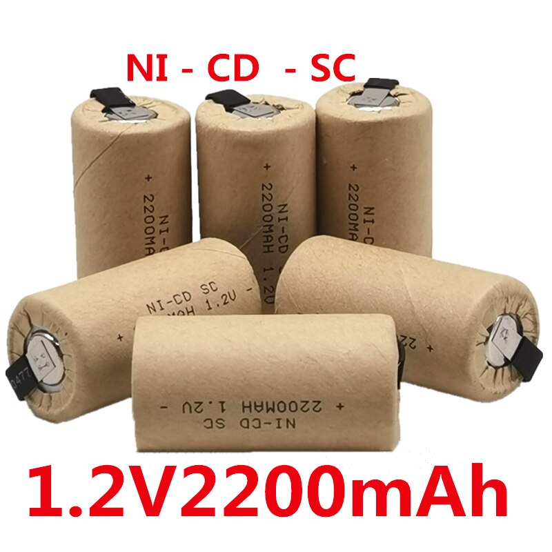Baterías Nicd sc1.2 V, 2200mah, Sub C, ni-cd, batería recargable SC para destornilladores eléctricos, taladros, herramientas eléctricas