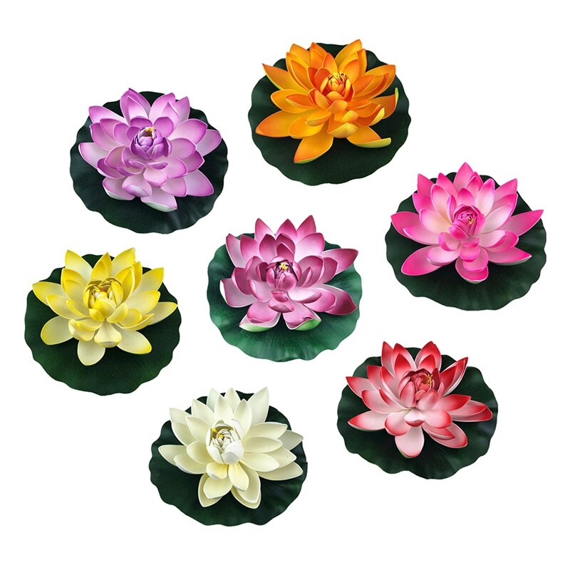 Simulatie van een zwembad, aquarium, bloemendecoratie, waterlelie, buitentuinsculpturen