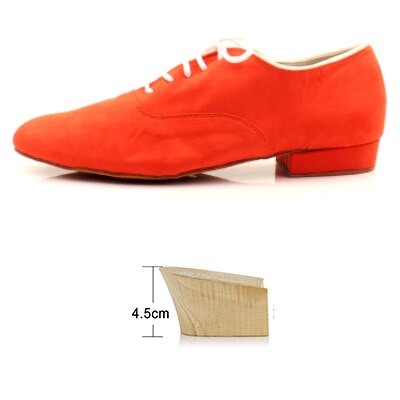 Ladingwu-zapatos de baile de salón para hombre, calzado moderno de ante rojo, zapatos de baile latino,: Red 4.5cm / 6,5