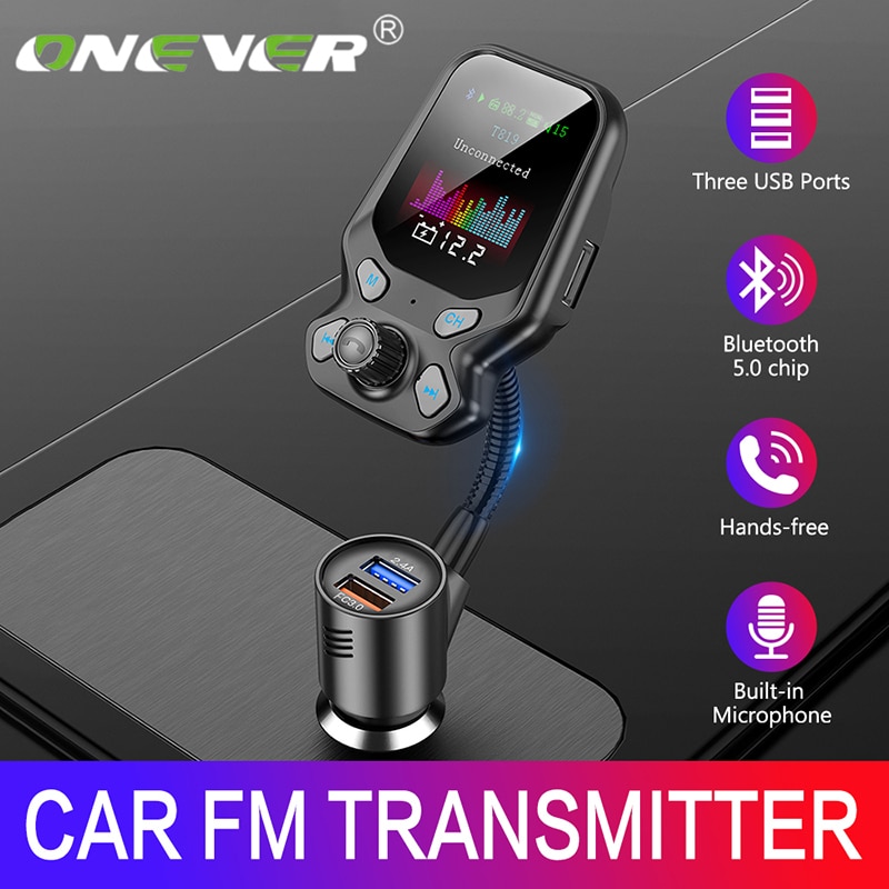 Onever FM Absender Schnelle Ladung 3,0 MP3 Spieler Adapter Bluetooth 5,0 Dual USB Ladegerät LCD Wagen Bausatz Elektronische Teile