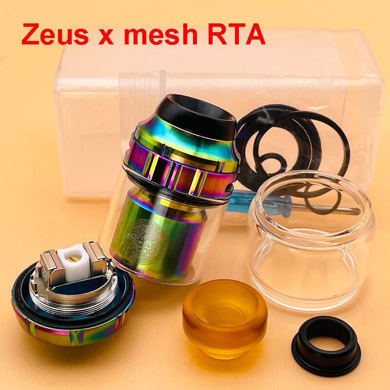 DSXvape zeus x rta zeus x mesh rta atomizer 3.5ml/4.5ml 25mm Ni80 dual coil with mesh deck rebuildable tank vape vaporizer: Mesh-Rainbow