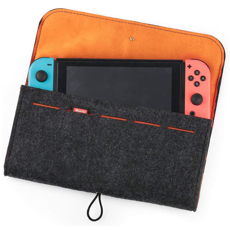 Para nintendo switch com 5 cartões de jogo grande capacidade dividir em camadas caso lã feltro capa de viagem protetora à prova de choque