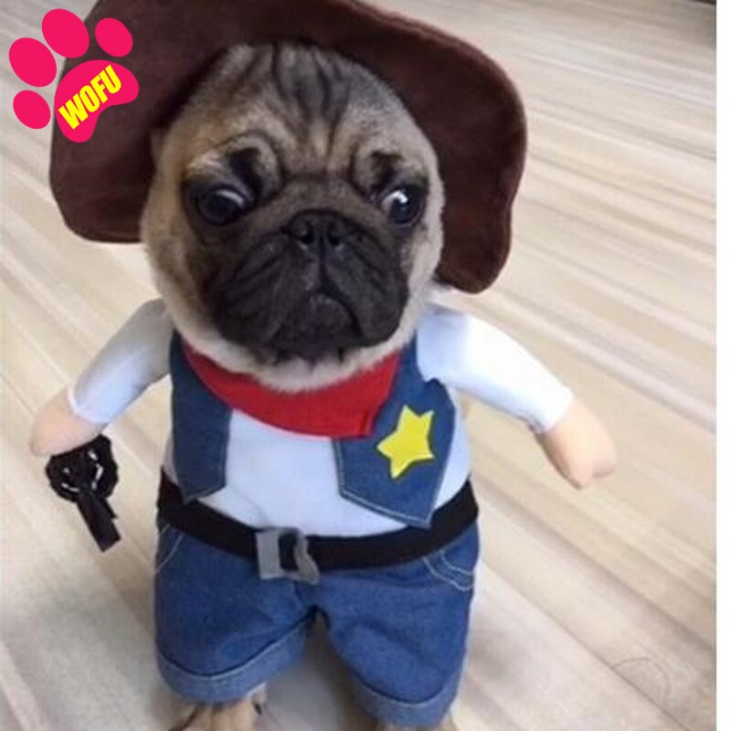 WOFUWOFU Westworld Funny Cowboy Jacket Suit - Super Cute Costumes for Small Dogs &amp; Cats
