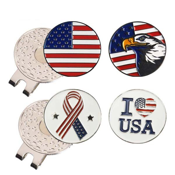 Langlebige Starke Entfernbare Magnetische Golf Hütte Clip 2 Stck mit 4 Golf Ball Marker Legt Leicht zu Kappe: Stil 7
